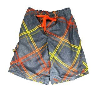 OP Swim Trunks Board Shorts Mens Small Up to 30" Waist Beach Pool Gray Orange